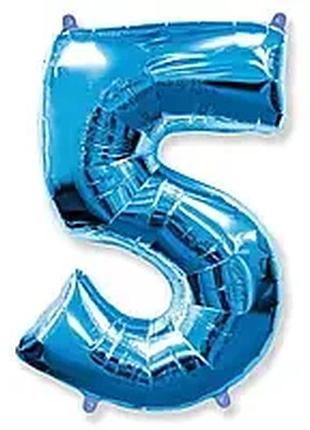 Фольгированная цифра “5” — синий, 40" (100 см), flexmetal