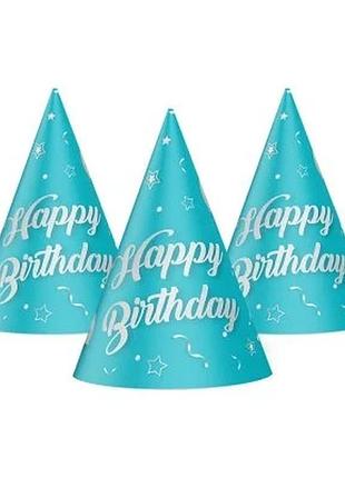 Колпачок "happy birthday" шарики на голубом 🎉🎈