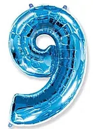 Фольгированная цифра “9” — синий, 40" (100 см), flexmetal
