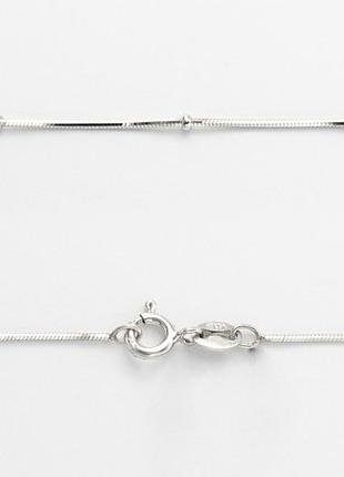 Серебряная цепочка снейк с шариками, размер 40 см x 0,1 см, вес: 2.5 г