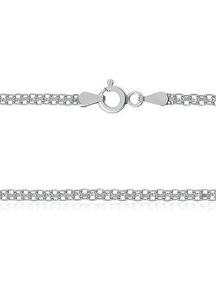 Серебряная цепочка с плетением бисмарк, размер 55 см x 0,3 см, вес: 7.4 г