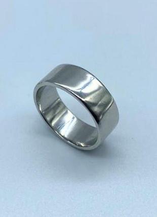 Серебряное кольцо широкое в стиле минимализм, размер 19,5, вес: 5.0 г