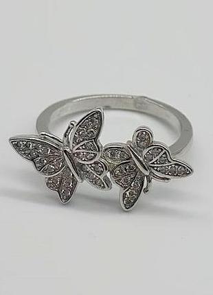 Срібна каблучка в стилі "van cleef та arpels" з фіанітами, розмір 18,0, вага: 2.6 г