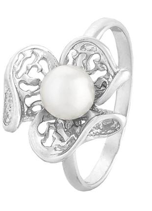 Серебряное кольцо со вставкой sea shell pearl, размер 18,0, вес: 3.7 г
