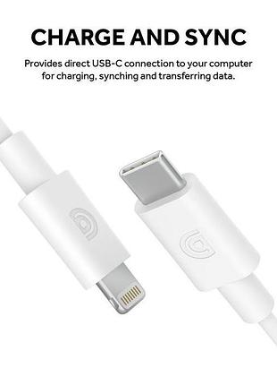 Кабель griffin white type-c/lightning 1.2m 2