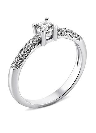 Серебряное кольцо с фианитами, размер 18,0, вес: 1.8 г