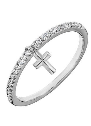 Серебряное кольцо с фианитами, размер 16,5, вес: 1.2 г