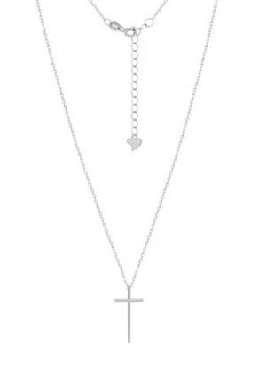 Серебряное колье с крестиком, размер 48 см x 0,1 см, вес: 2.5 г 35-47 см x 0,1 см