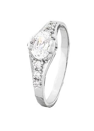 Серебряное кольцо с фианитами, размер 16,0, вес: 1.9 г