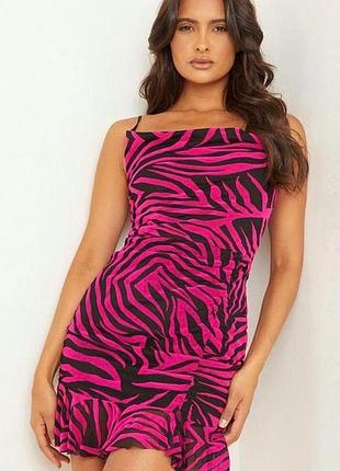 Сукня на бретельках з драпіруванням збоку принт зебра розмір xs/s quiz