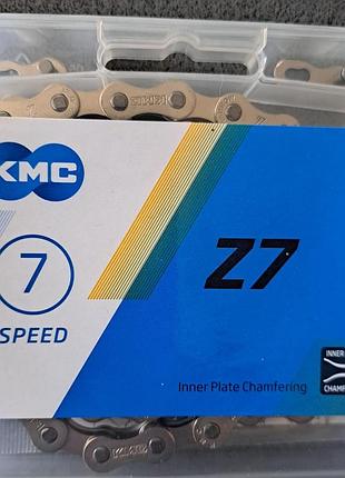 Велосипедная цепь kmc z7 7 скоростей 116 звеньев + замок