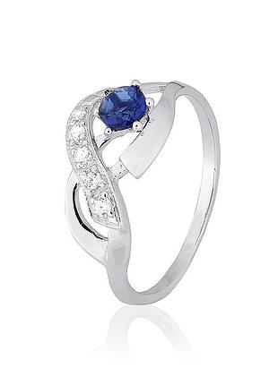 Серебряное кольцо с синими фианитами, размер 19,5, вес: 1.5 г