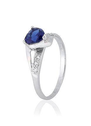 Серебряное кольцо с синими фианитами, размер 16,5, вес: 1.7 г 17,5