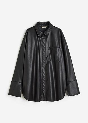 Шкіряна сорочка h&m з преміум колекцій подовжена розмір xs/s