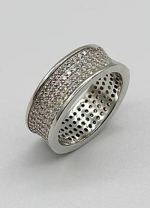 Серебряное кольцо в стиле "bvlgari" с фианитами, размер 16,0, вес: 5.7 г