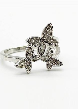 Серебряное кольцо со вставкой фианит, размер 18,5, вес: 3.2 г