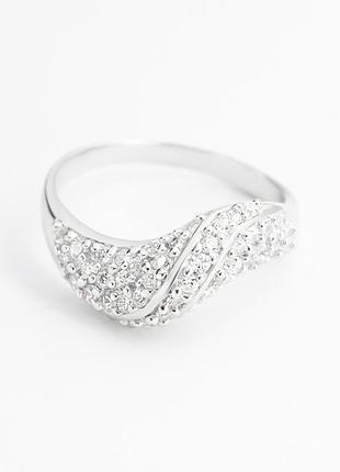 Серебряное кольцо с белыми фианитами, размер 20,0, вес: 3.1 г