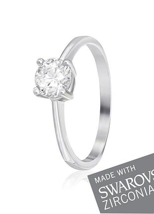 Серебряное кольцо с цирконием swarovski zirconia, размер 16,5, вес: 1.9 г