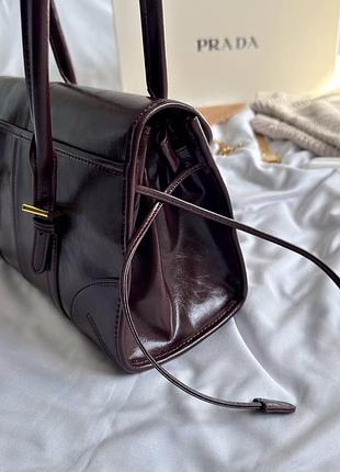 Сумка премиум medium leather shoulder chocolate/gold 5