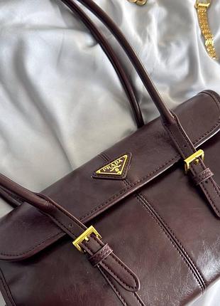 Сумка премиум medium leather shoulder chocolate/gold 3