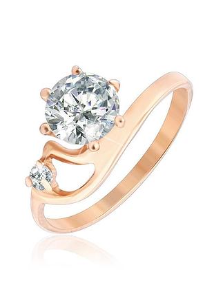 Серебряное кольцо в позолоте с фианитами, размер 18,0, вес: 1.4 г