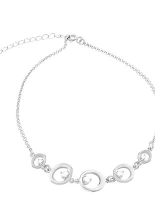 Серебряный браслет с фианитами, размер 23 см x 5 см, вес: 2.7 г