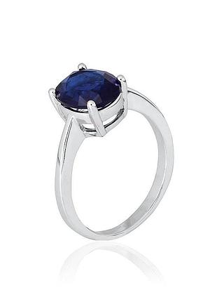 Серебряное кольцо с синими фианитами, размер 18,5, вес: 3.2 г