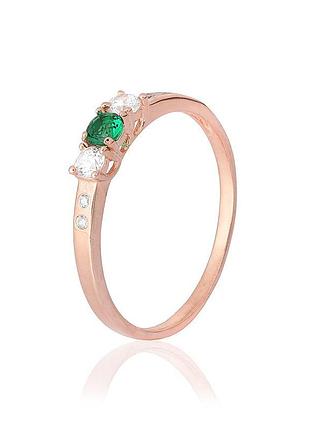 Серебряное кольцо с фианитами в позолоте, размер 19,0, вес: 1.5 г