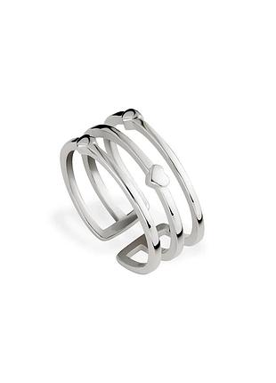 Серебряное кольцо с сердечком ярусное, размер 15,5, вес: 2.9 г