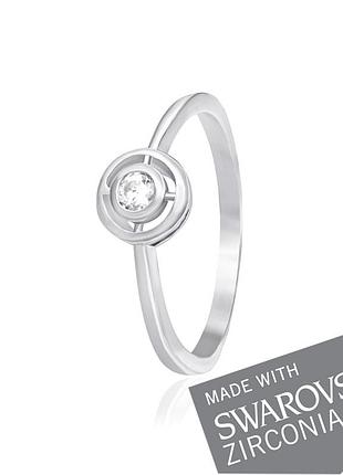 Серебряное кольцо с цирконием swarovski zirconia, размер 18,0, вес: 1.6 г