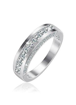 Серебряное кольцо с фианитами, размер 18,5, вес: 3.3 г