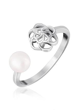 Серебряное кольцо с жемчугом, размер 17,0, вес: 1.5 г 16,5