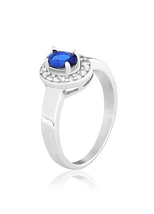 Серебряное кольцо с синими фианитами, размер 17,1, вес: 2.6 г