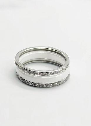 Серебряное кольцо со вставкой фианит/керамика, размер 18,5, вес: 3.9 г