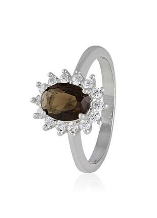 Серебряное кольцо с розовыми фианитами, размер 18,0, вес: 3.1 г