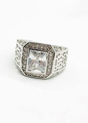 Серебряное кольцо родированное со вставкой фианит, размер 20,5, вес: 7.4 г