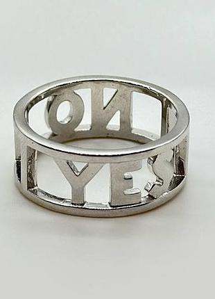 Серебряное кольцо родированное "yes/no", размер 17,0, вес: 4.4 г 17,5