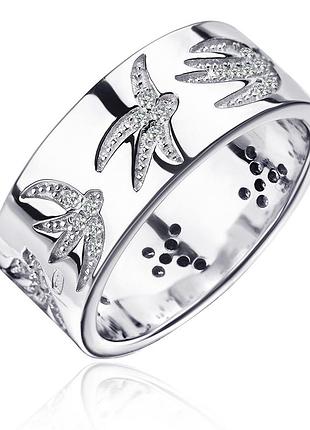 Серебряное кольцо с фианитами, размер 16,5, вес: 6.1 г