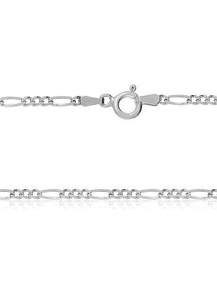 Серебряная цепочка, фигаро (картье) 3+1 (809р), размер 50 см x 0,1 см, вес: 1.8 г