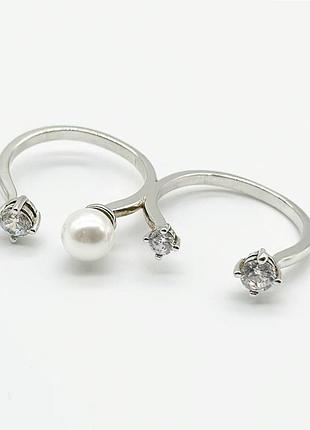 Серебряное кольцо со вставкой фианит/sea shell pearl, размер 17,0, вес: 3.3 г