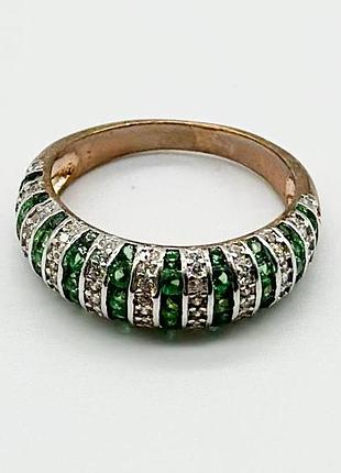 Серебряное кольцо с фианитами, размер 18,0, вес: 3.5 г