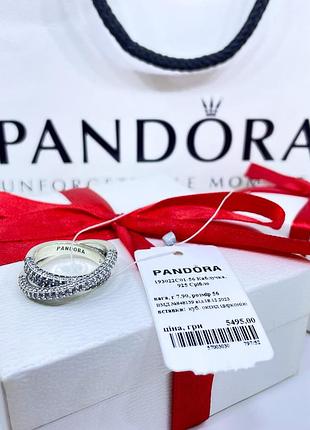 Срібне кільце пандора pandora 193022c01 з двома рядами пава з камінням срібло s925 ale нове з биркою нове, 925, 19