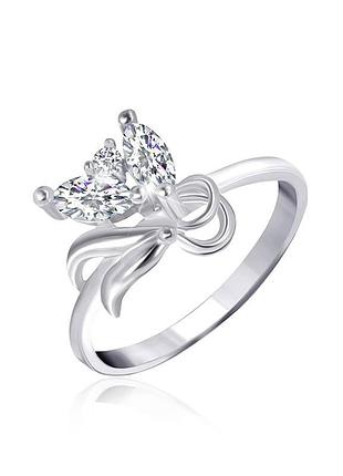 Серебряное кольцо с фианитами, размер 16,0, вес: 1.5 г