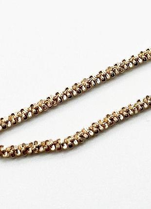 Серебряная цепочка с позолотой, плетение рок, размер 50 см x 0,2 см, вес: 6.4 г