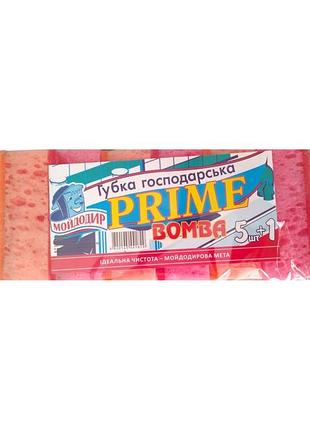 Губки кухонные мойдодыр prime bomba 5+1 шт