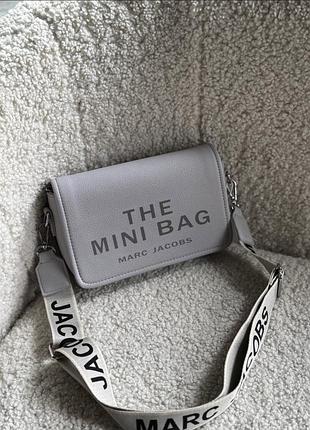 Женская сумка marc jacobs the mini bag, сумка марк джейкобс, cross body, кросс боди, сумка через плечо, клатч серый