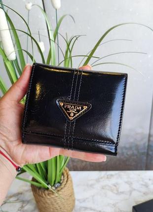Женский кожаный кошелек prada, кошелек прада, складной кошелек, маленький кошелек, кошелек из натуральной кожи