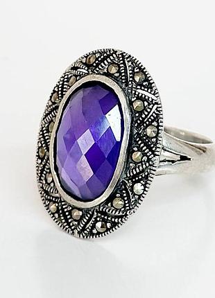 Серебряное кольцо со вставкой марказит/фианит