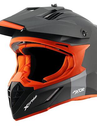 Мотошолом axor x-cross matte black/orange матовий