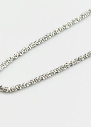 Серебряная цепочка родированная, плетение рок, размер 45 см x 0,2 см, вес: 5.5 г